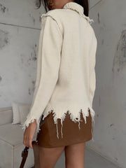Turtleneck Laser Detail Beige Sweater