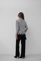 Turtleneck Laser Detail Gray Sweater