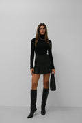 Turtleneck Black Knit Blouse