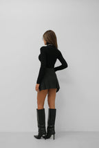 Turtleneck Black Knit Blouse