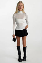 Turtleneck White Transparent Blouse