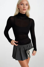 Turtleneck Black Transparent Blouse