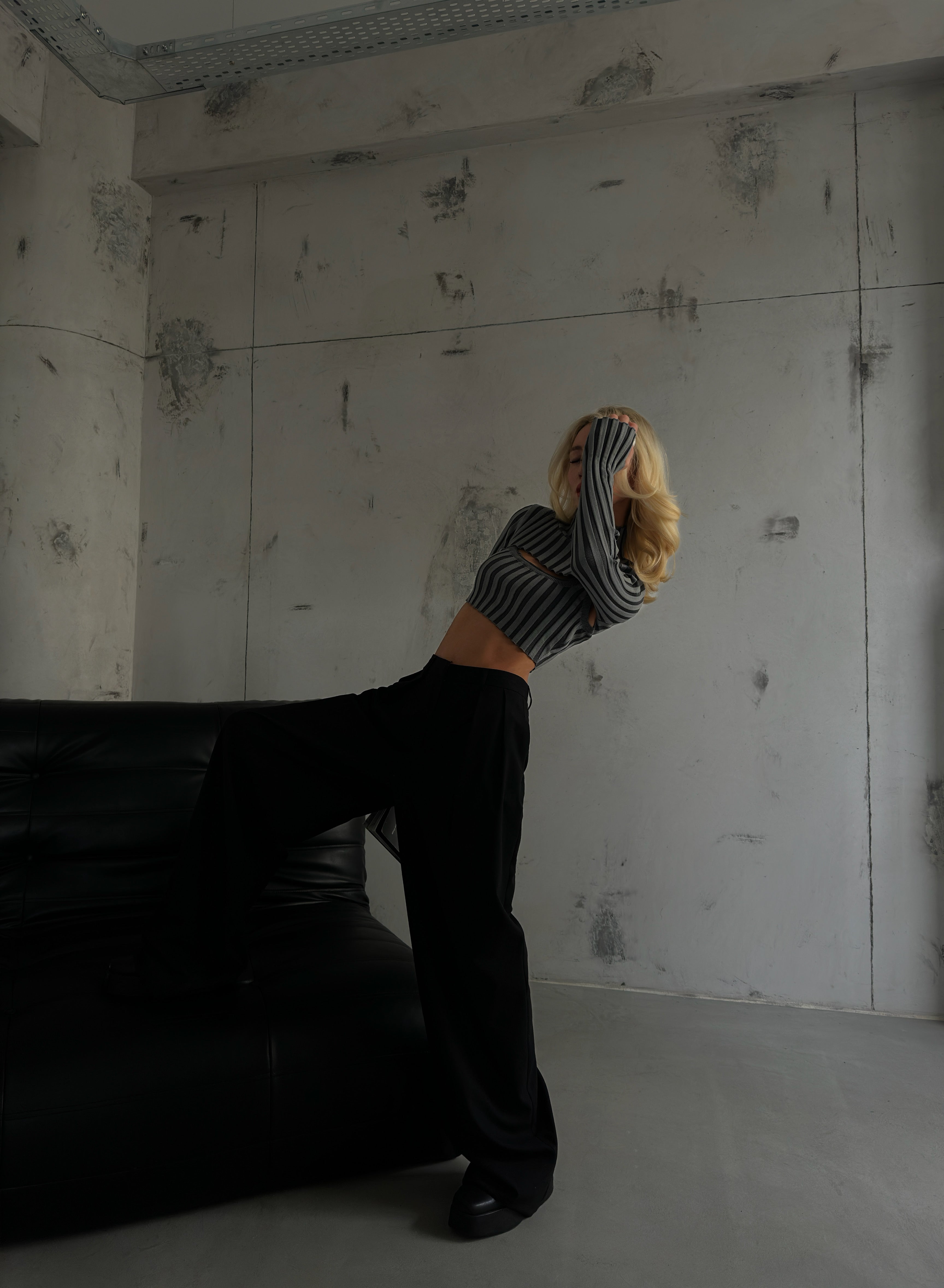 Turtleneck Gray Knit Crop Top