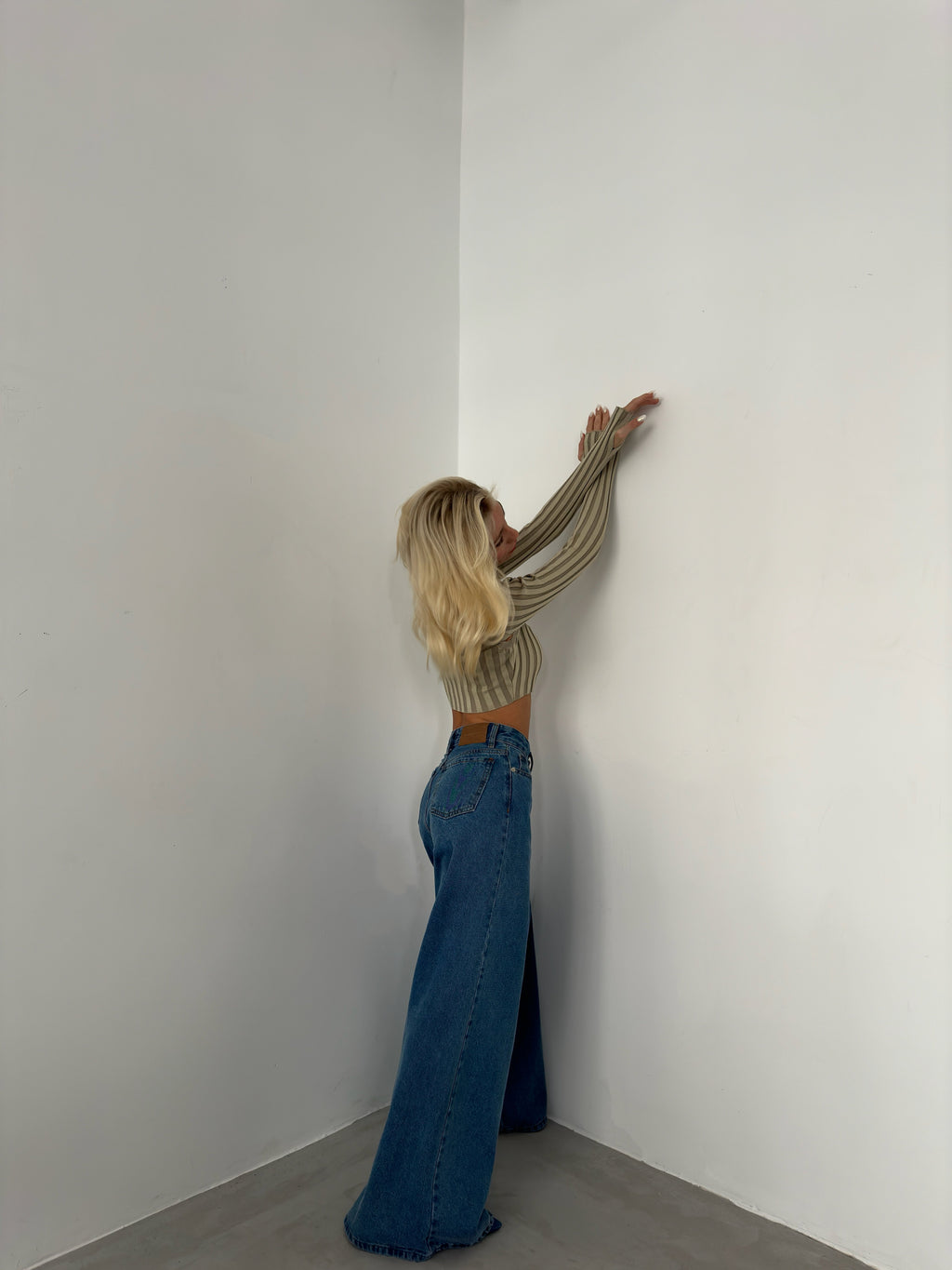 Turtleneck Beige Knit Crop Top