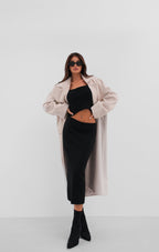Herringbone Beige Oversize Coat