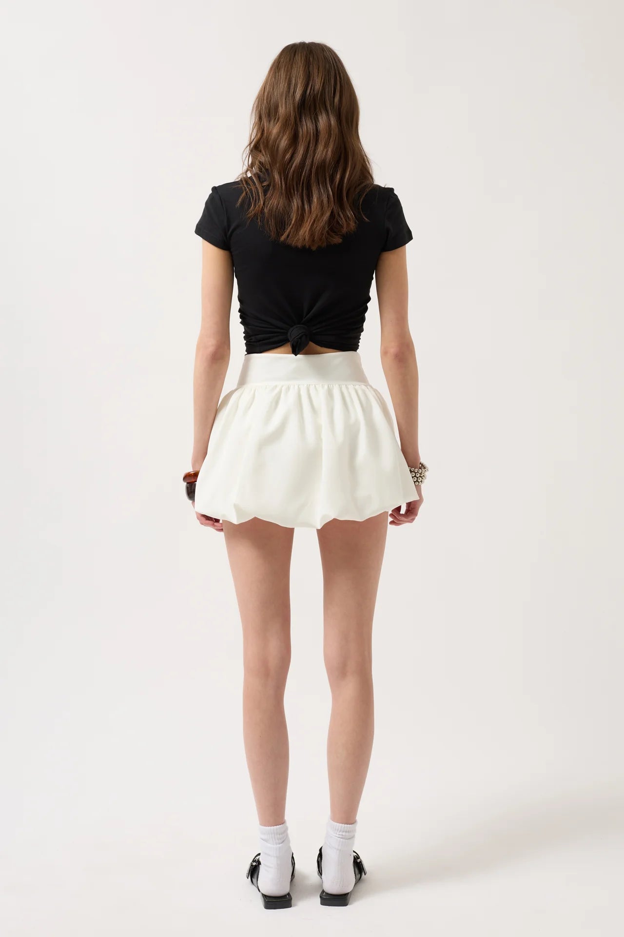 Balloon Detail Mini Skirt with Hidden Side Zipper