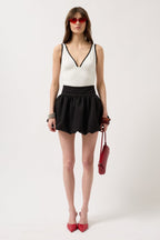 Balloon Detail Mini Black Skirt
