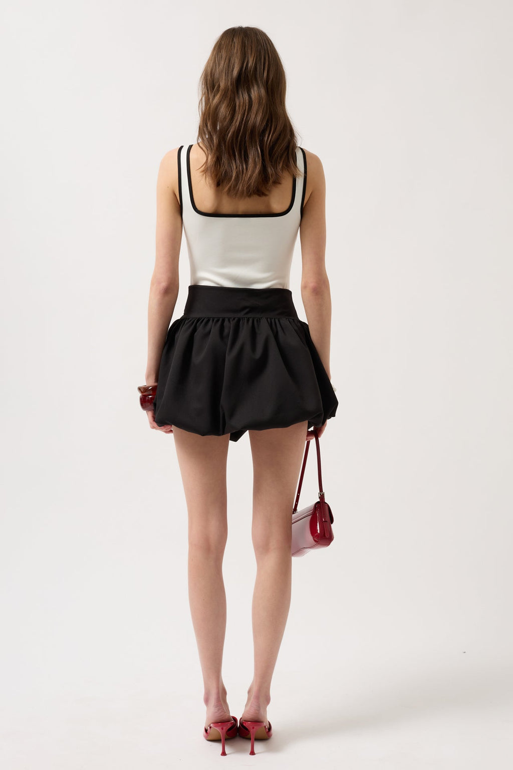 Balloon Detail Mini Black Skirt