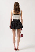 Balloon Detail Mini Black Skirt