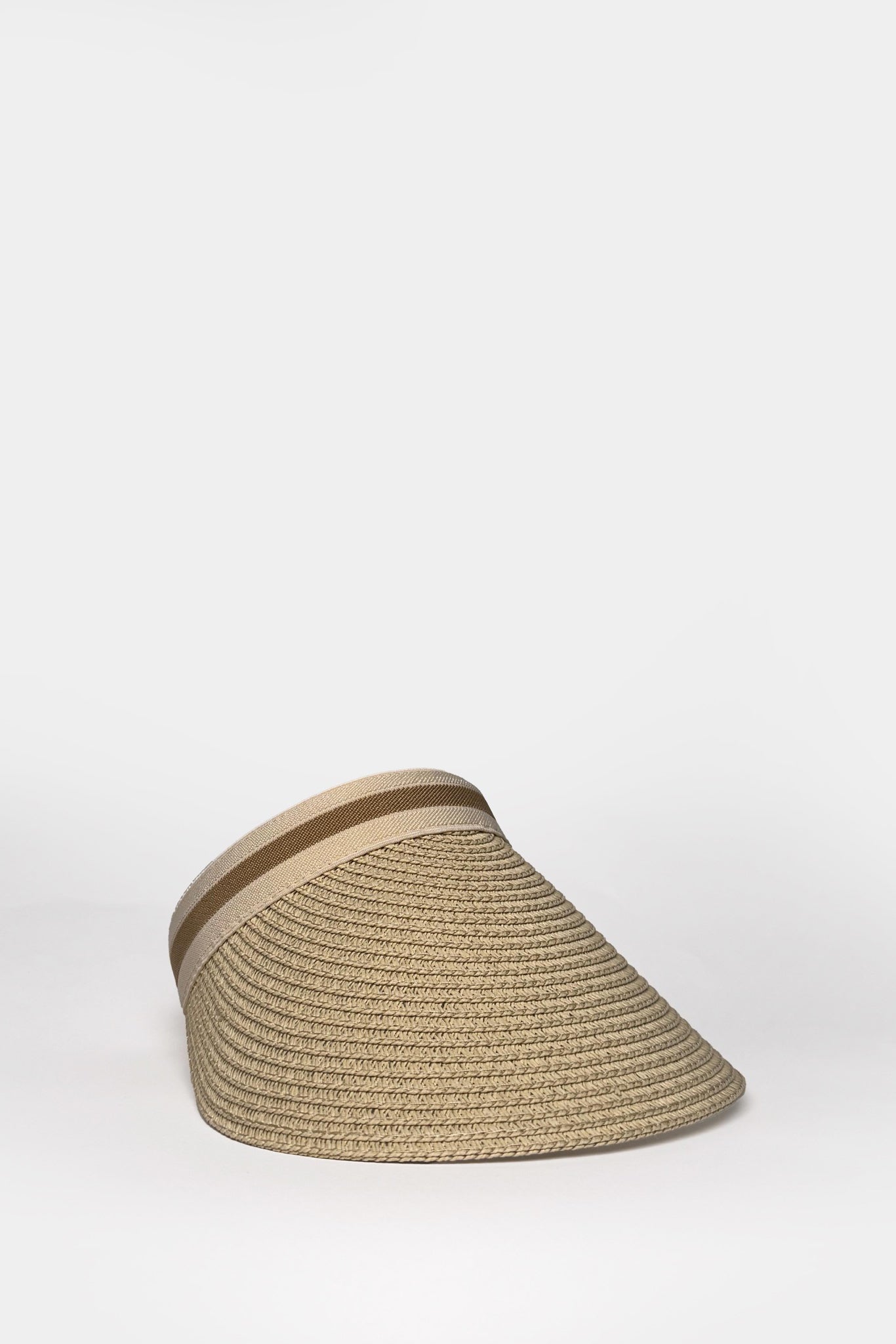 Band Detail Straw Visor Beige Hat