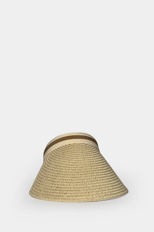 Band Detail Straw Visor Beige Hat