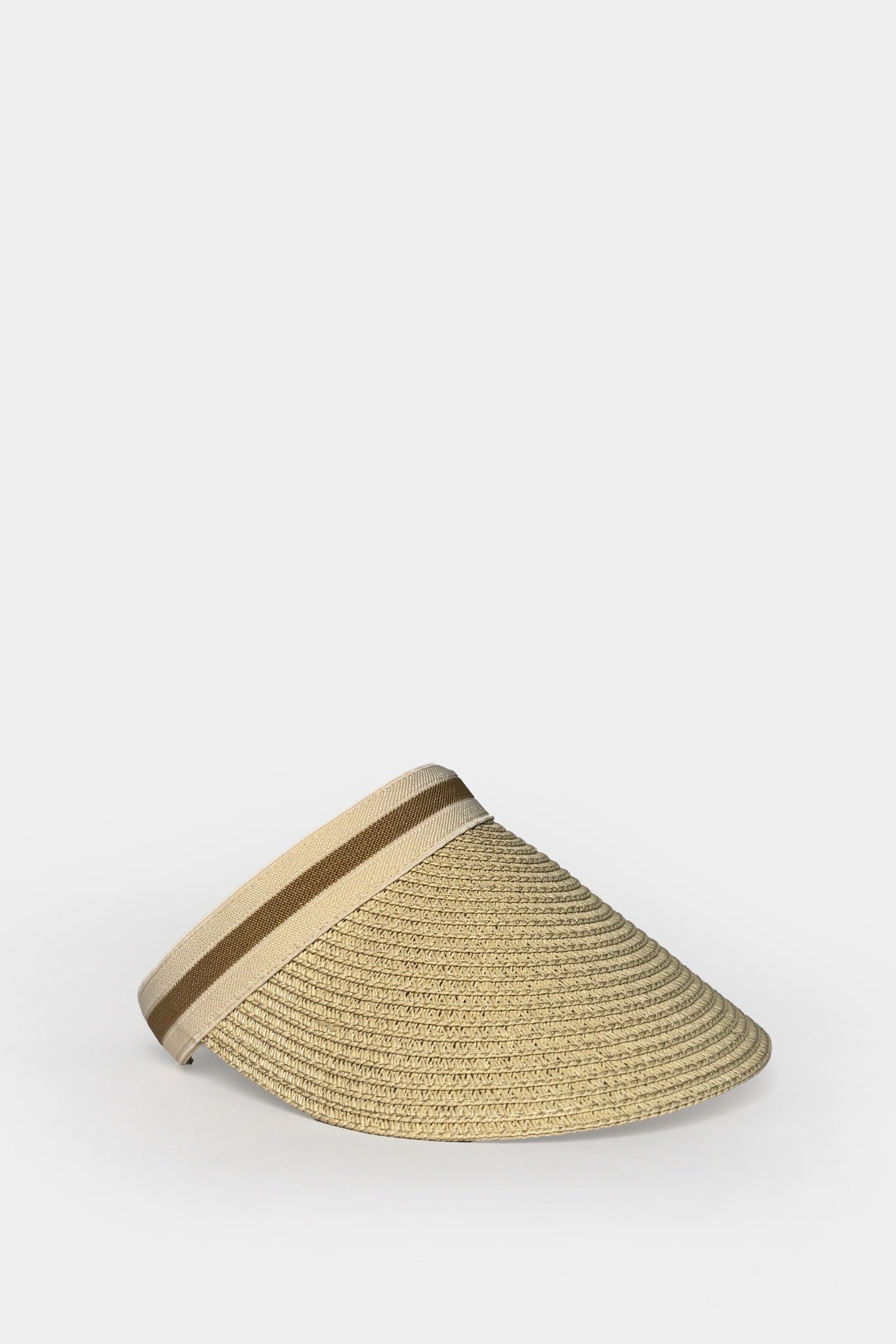 Band Detail Straw Visor Beige Hat