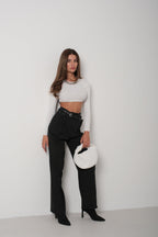 Basic White Crop Knit Blouse