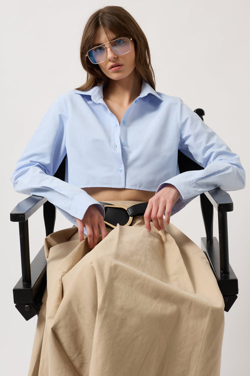 Basic Crop Blue Shirt