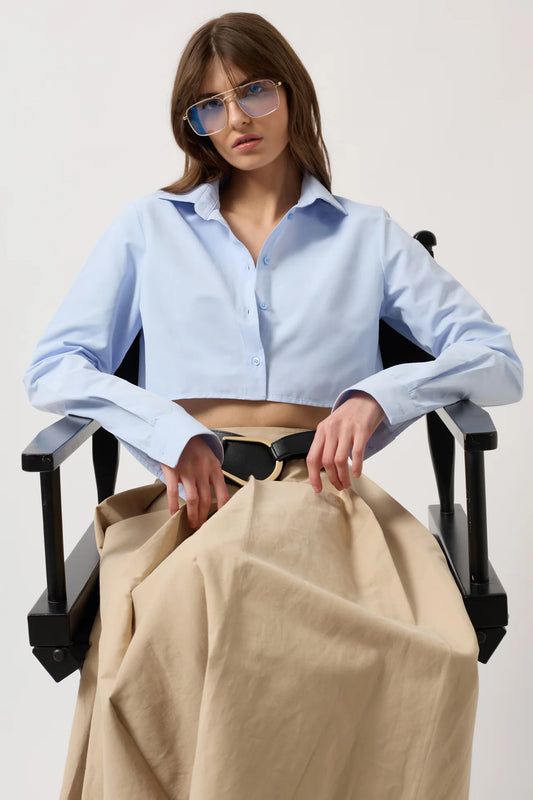 Basic Crop Blue Shirt