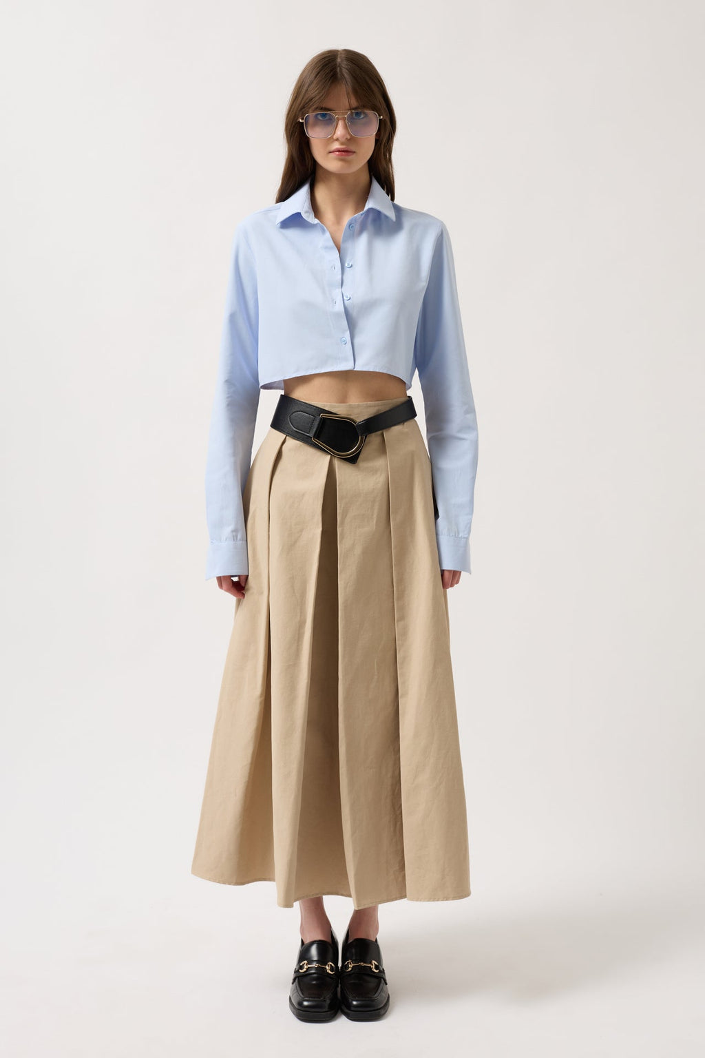 Basic Crop Blue Shirt