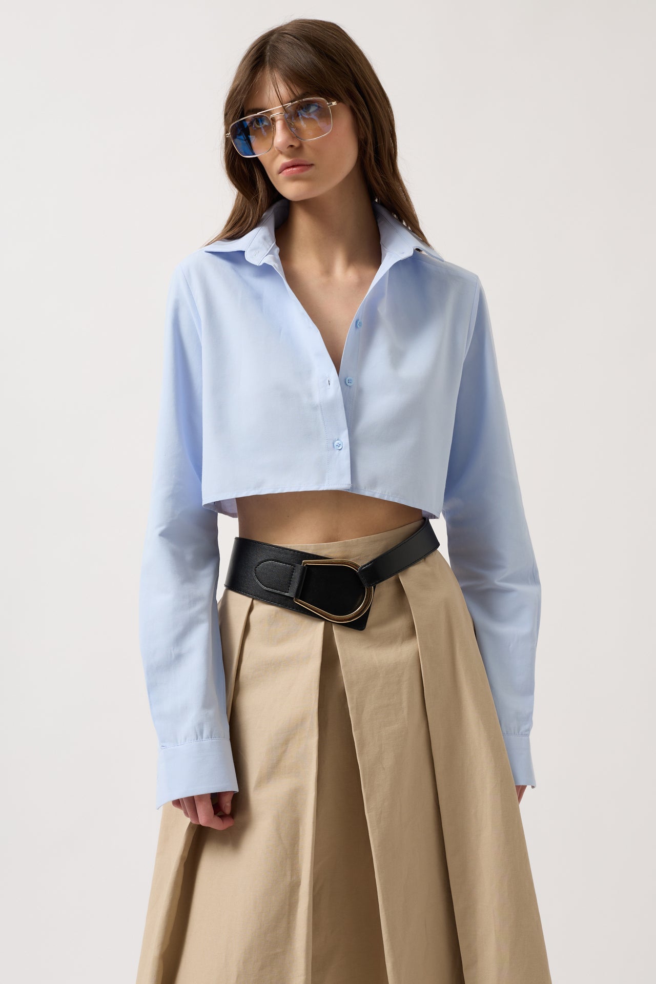 Basic Crop Blue Shirt