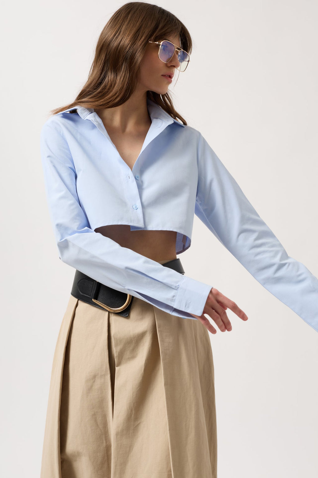 Basic Crop Blue Shirt
