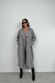 Basic Gray Oversized Trench Coat