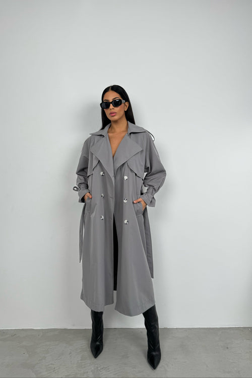 Basic Gray Oversize Trench Coat