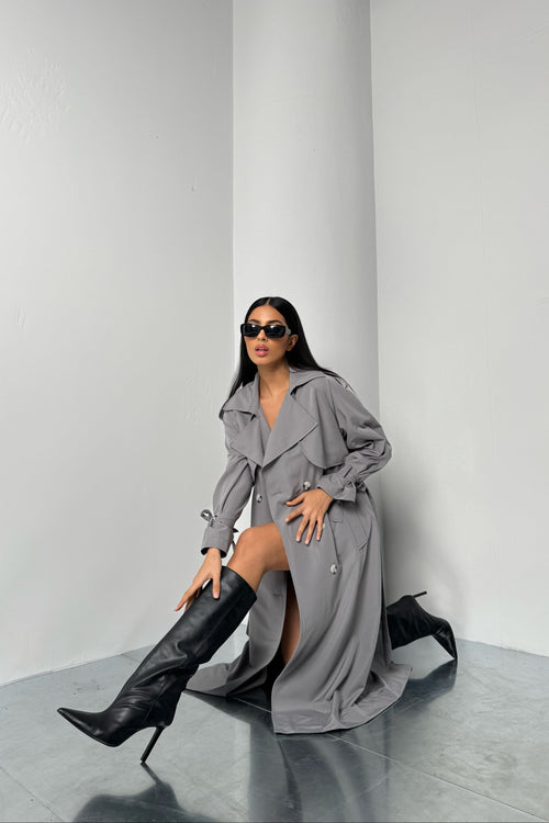 Basic Gray Oversize Trench Coat