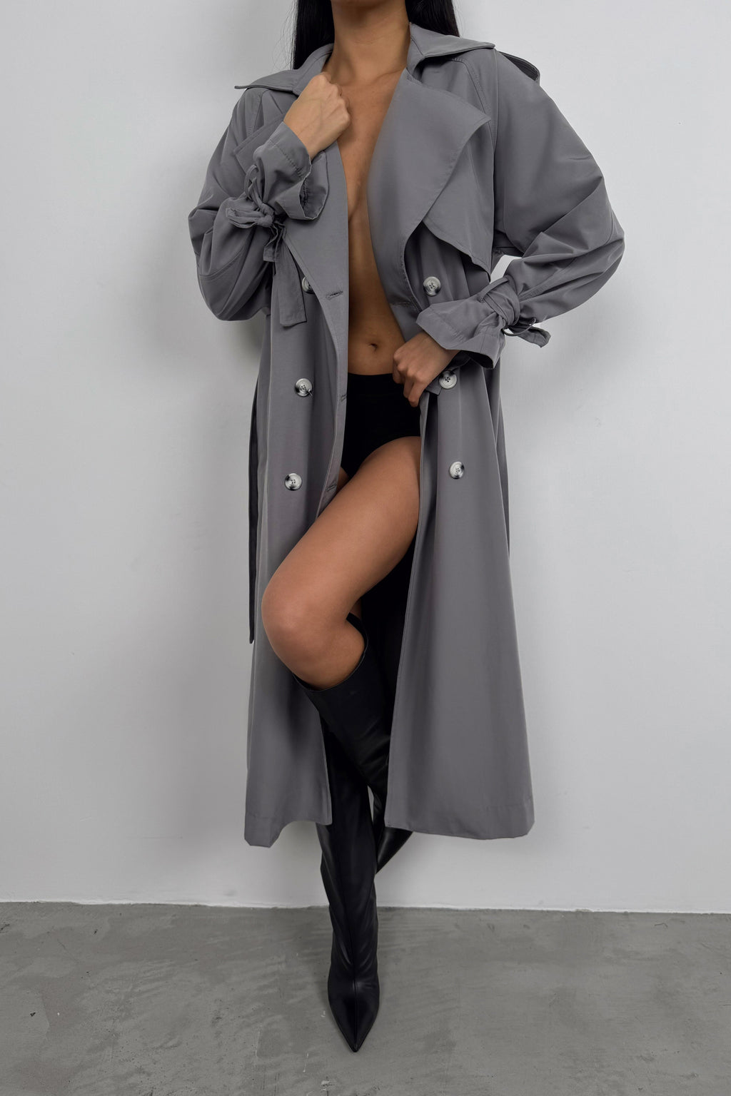 Basic Gray Oversize Trench Coat