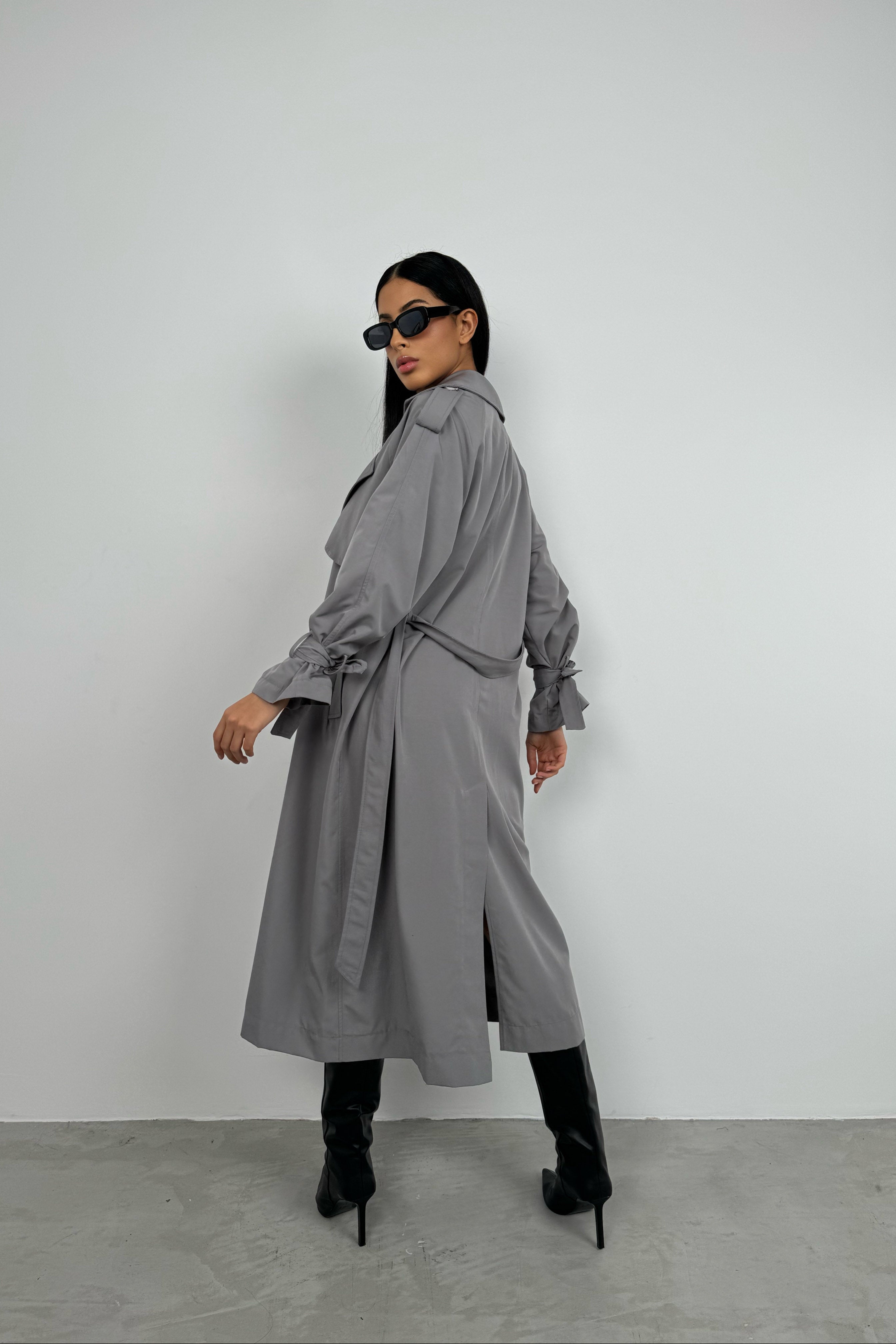 Basic Gray Oversize Trench Coat