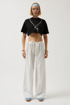 Chain Printed Crop Black T-Shirt