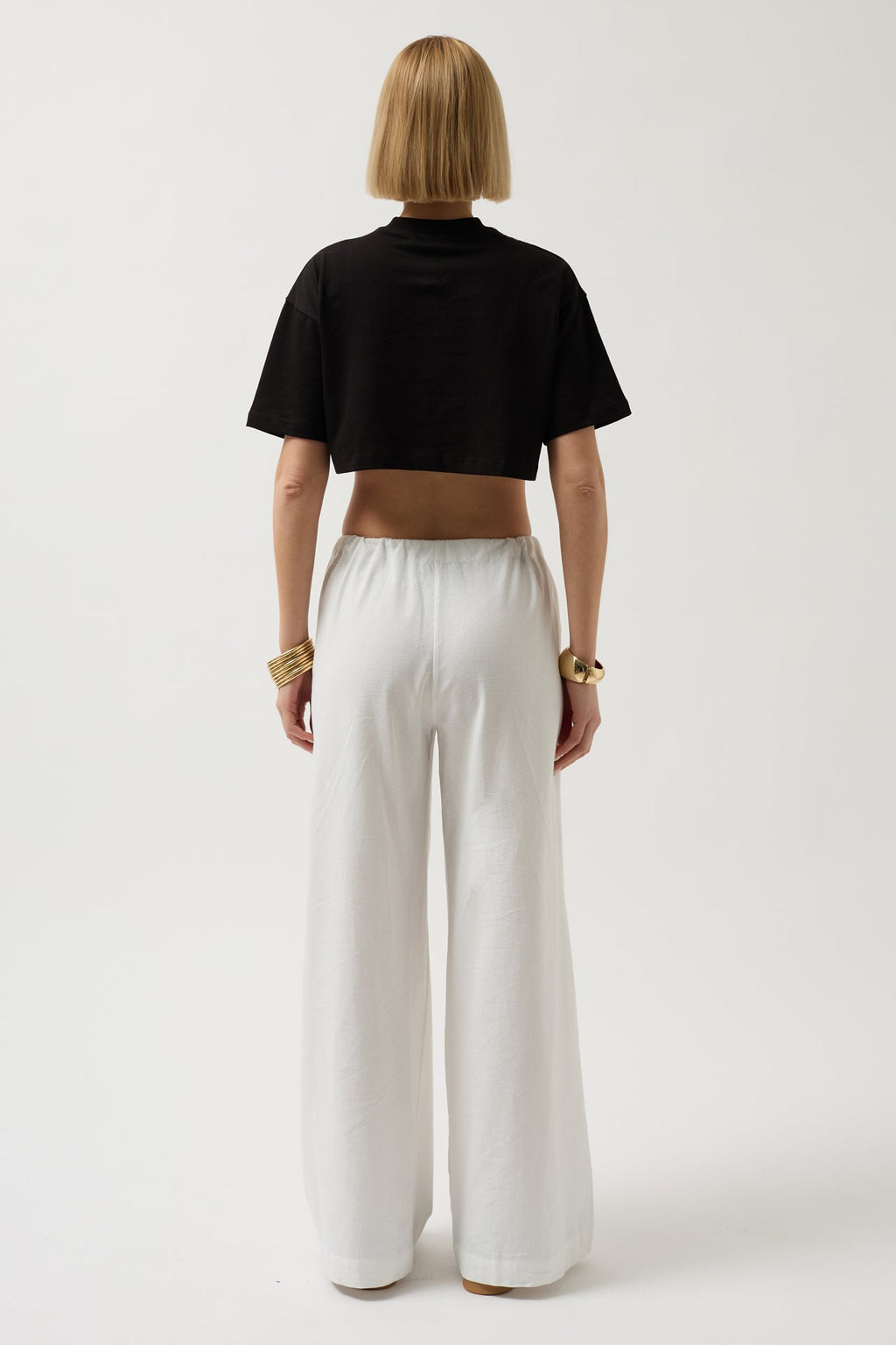 Chain Printed Crop Black T-Shirt