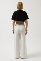 Chain Printed Crop Black T-Shirt