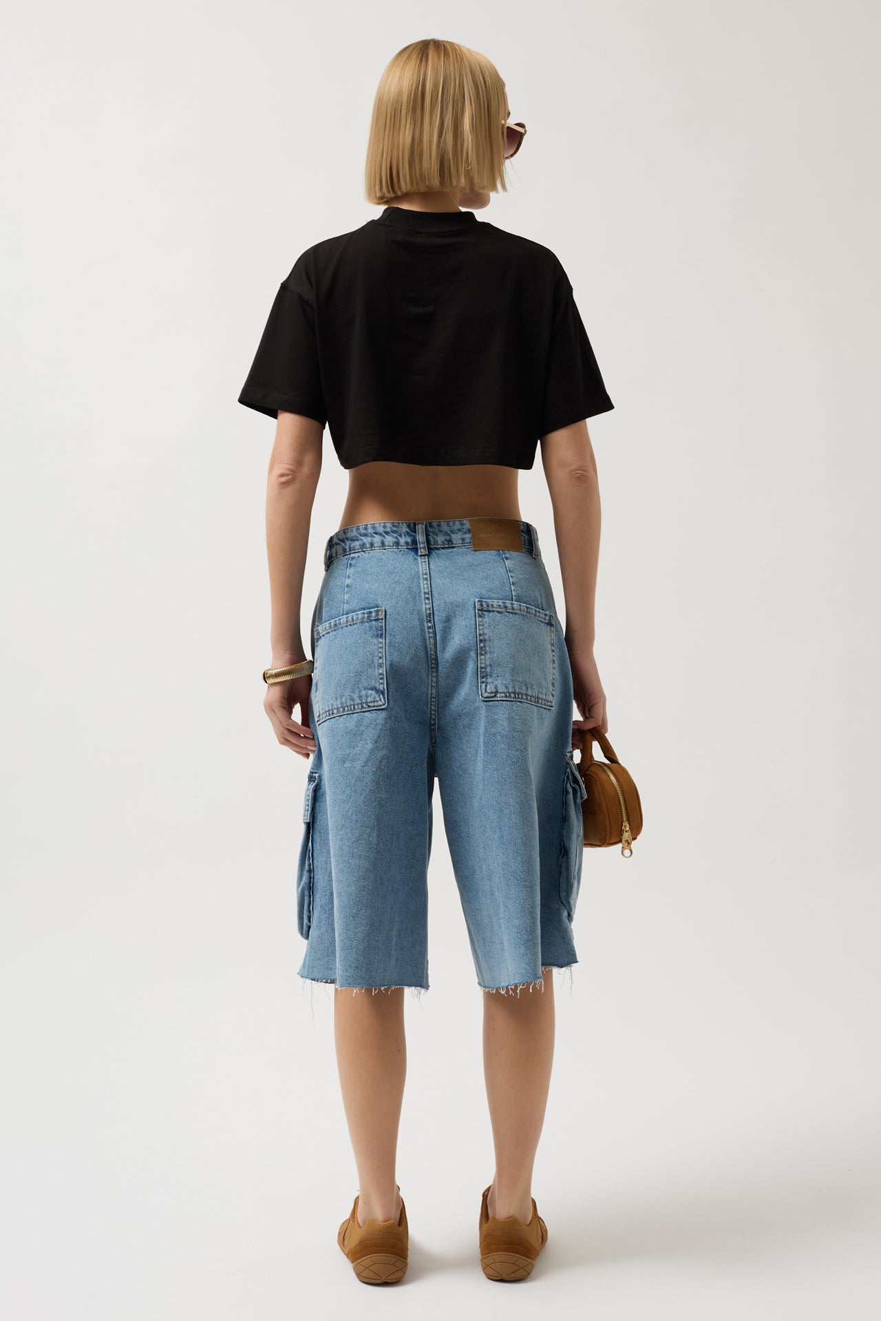 Black Printed Crop Black T-Shirt