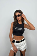 Printed Halter Neck Black Crop Top