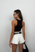 Printed Halter Neck Black Crop Top