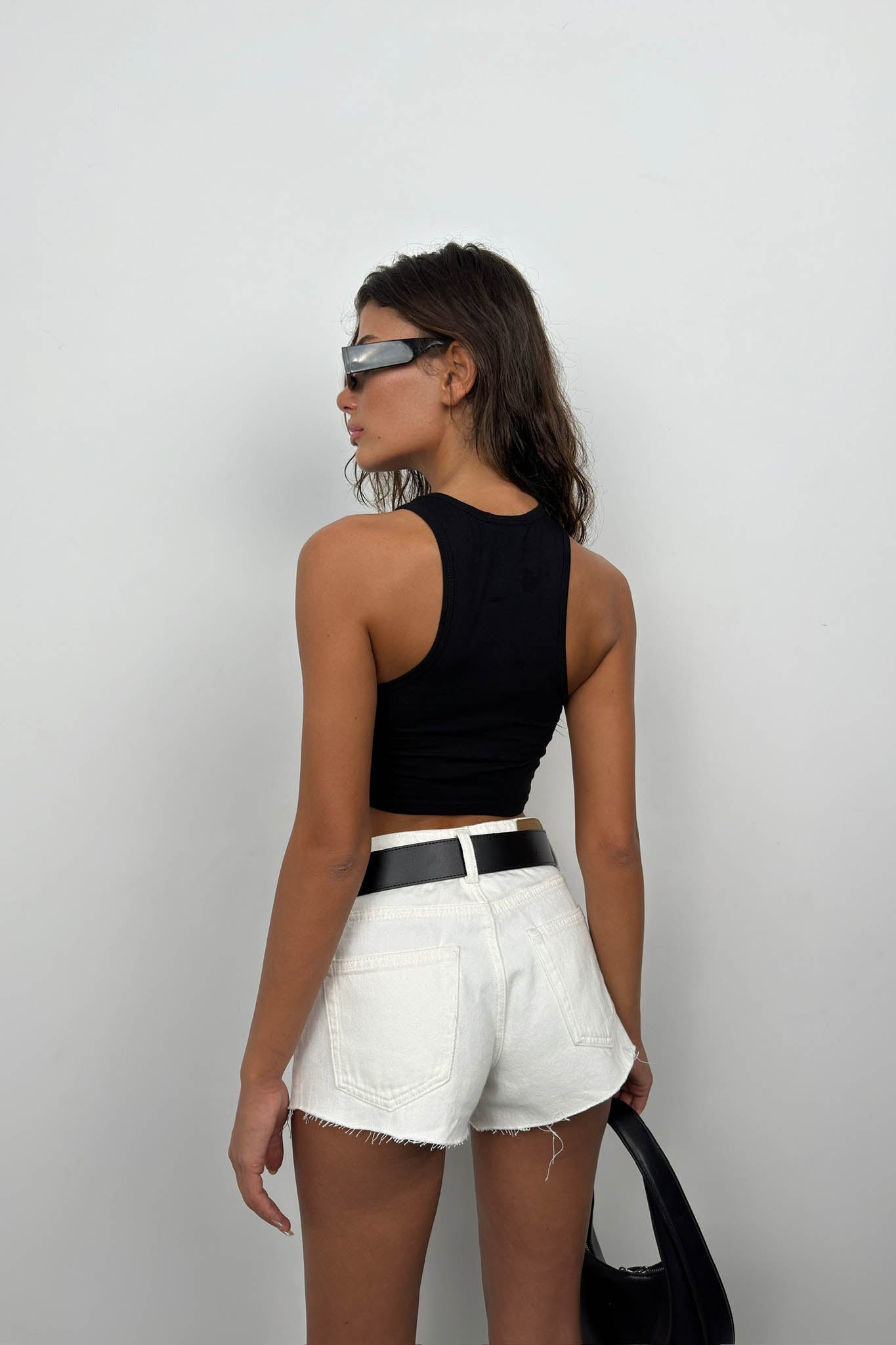 Printed Halter Neck Black Crop Top
