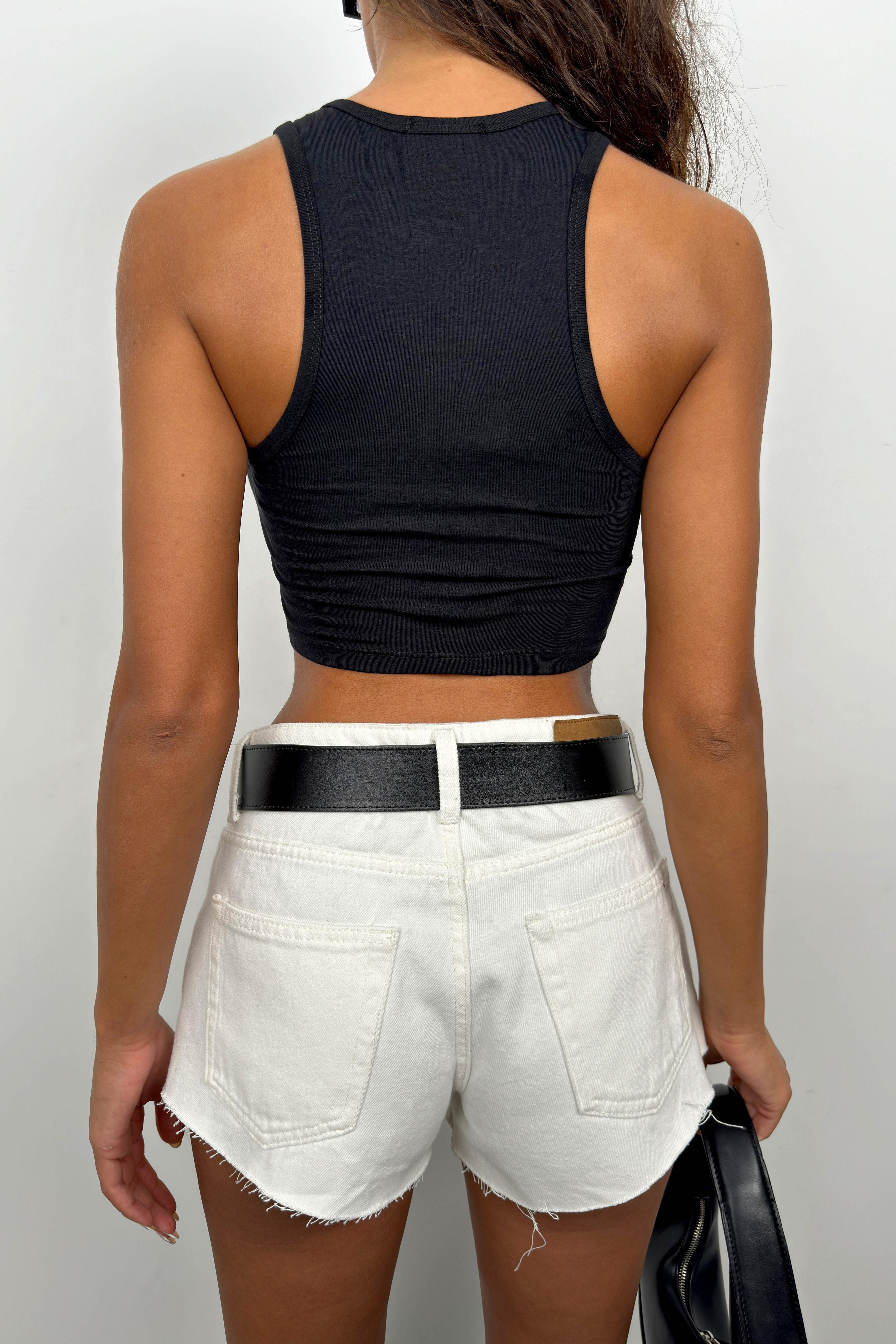 Printed Halter Neck Black Crop Top