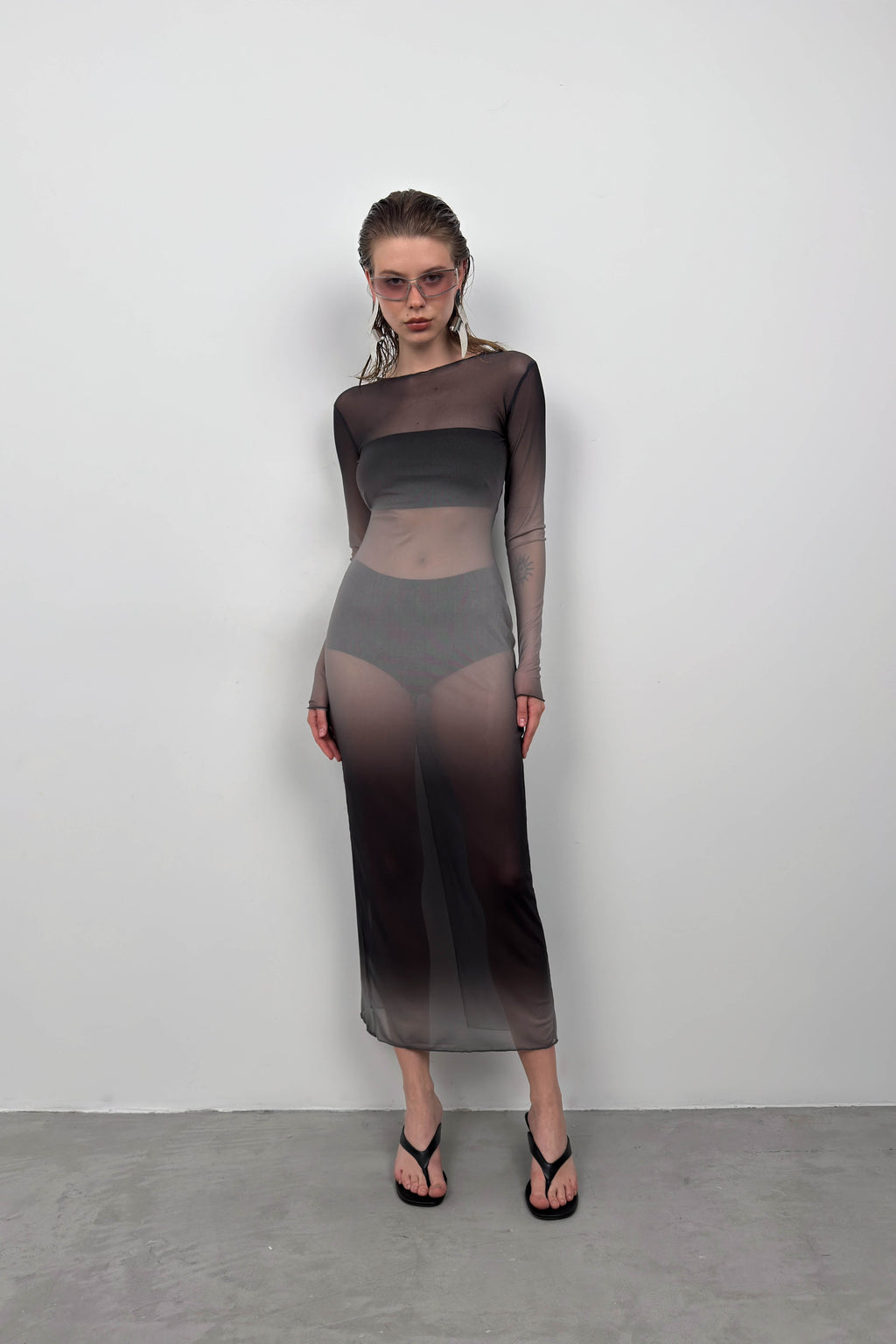 Printed Black Maxi Length Dress