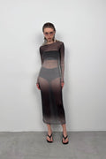 Printed Black Maxi Length Dress