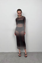 Printed Black Maxi Length Dress