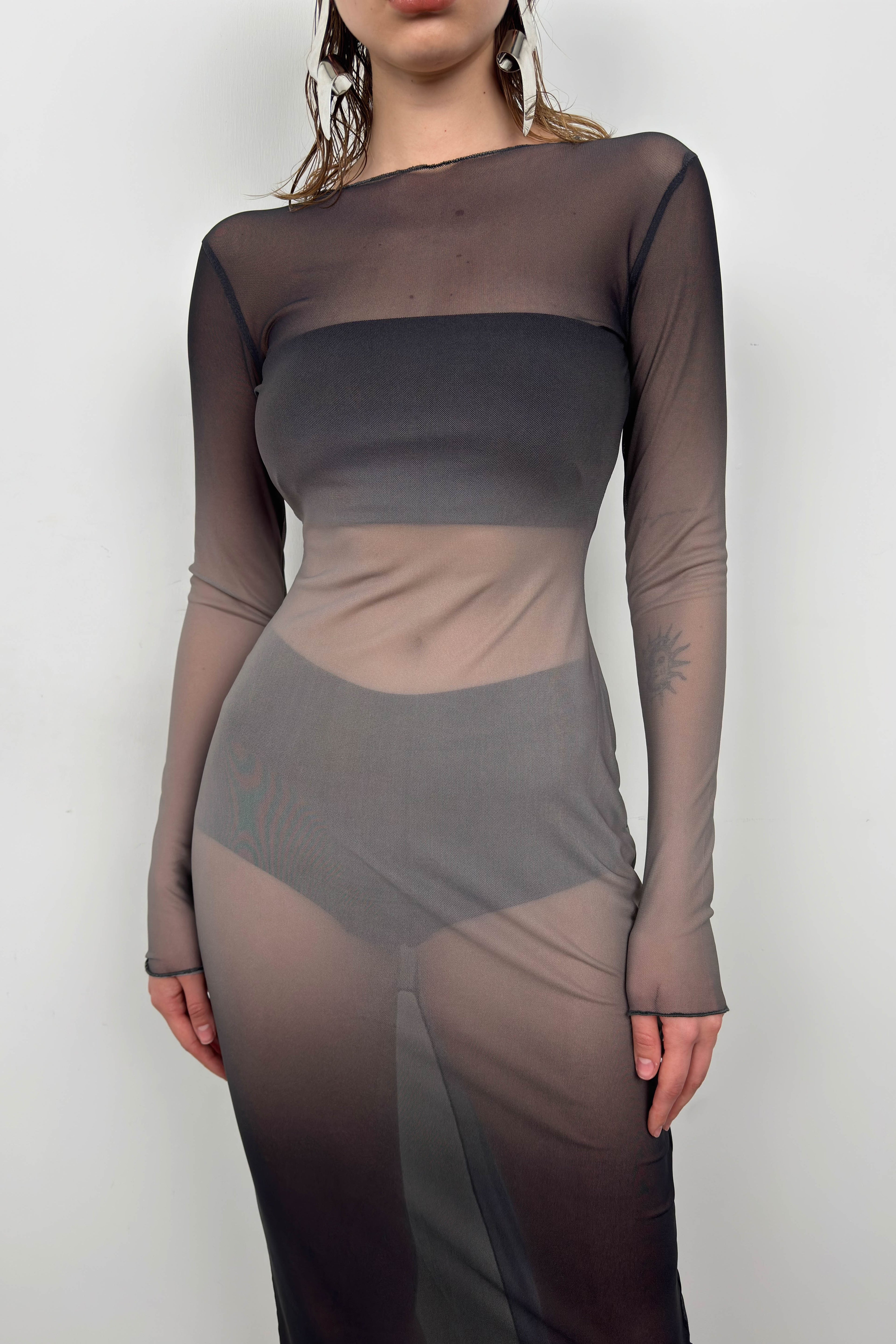 Printed Black Maxi Length Dress