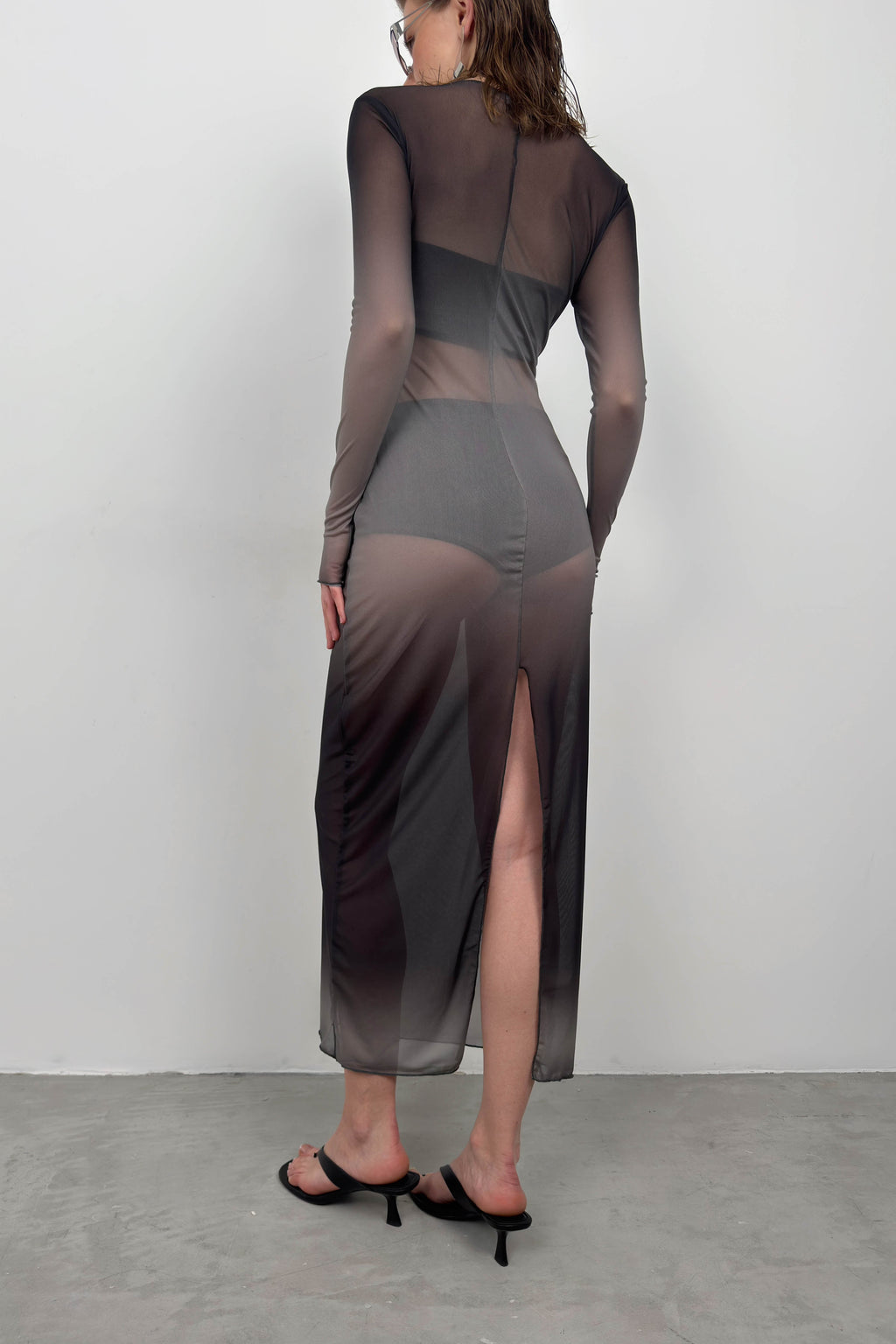 Printed Black Maxi Length Dress