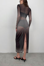 Printed Black Maxi Length Dress