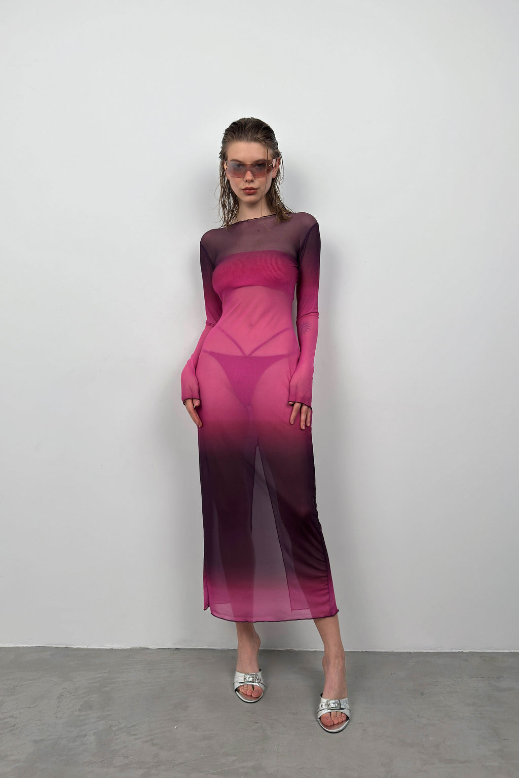 Printed Pink Maxi Length Dress