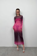 Printed Pink Maxi Length Dress