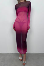 Printed Pink Maxi Length Dress