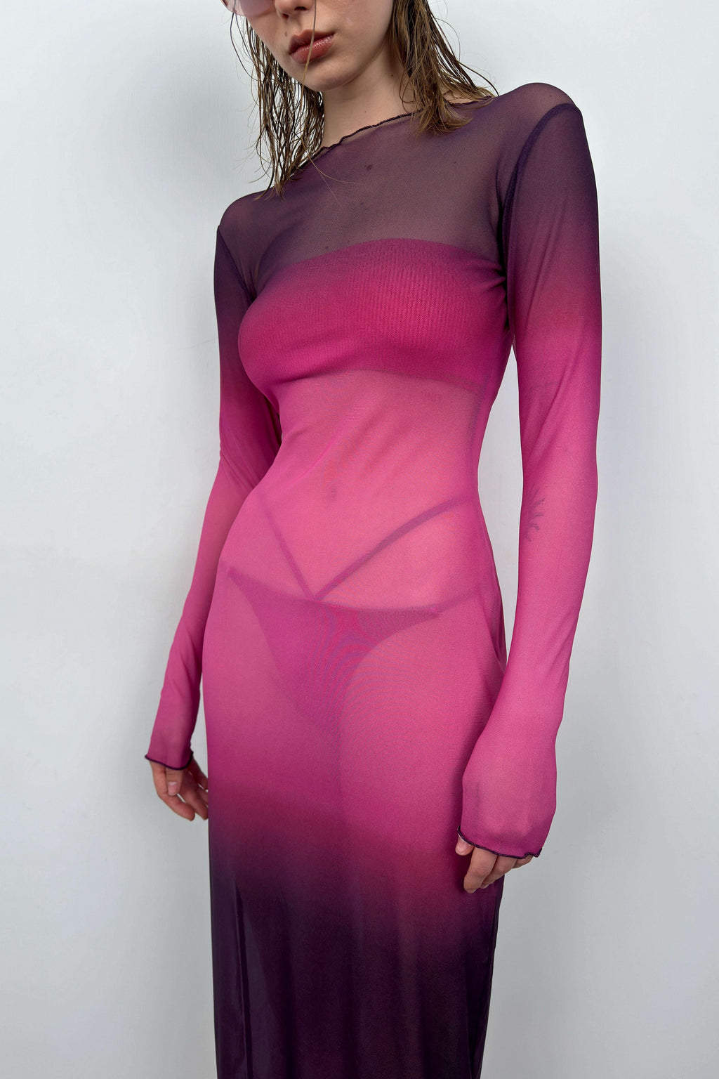 Printed Pink Maxi Length Dress