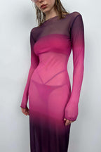 Printed Pink Maxi Length Dress