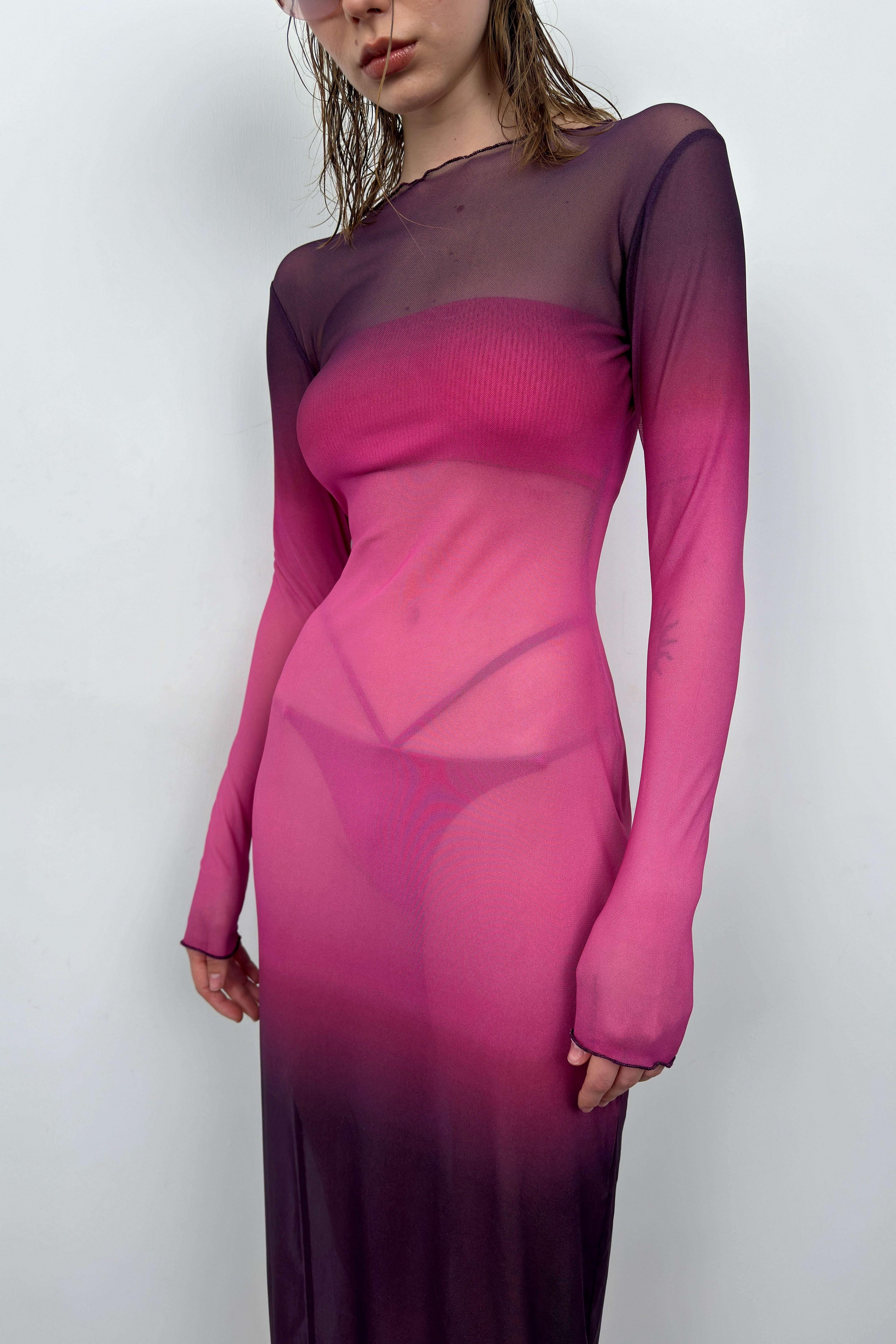 Printed Pink Maxi Length Dress