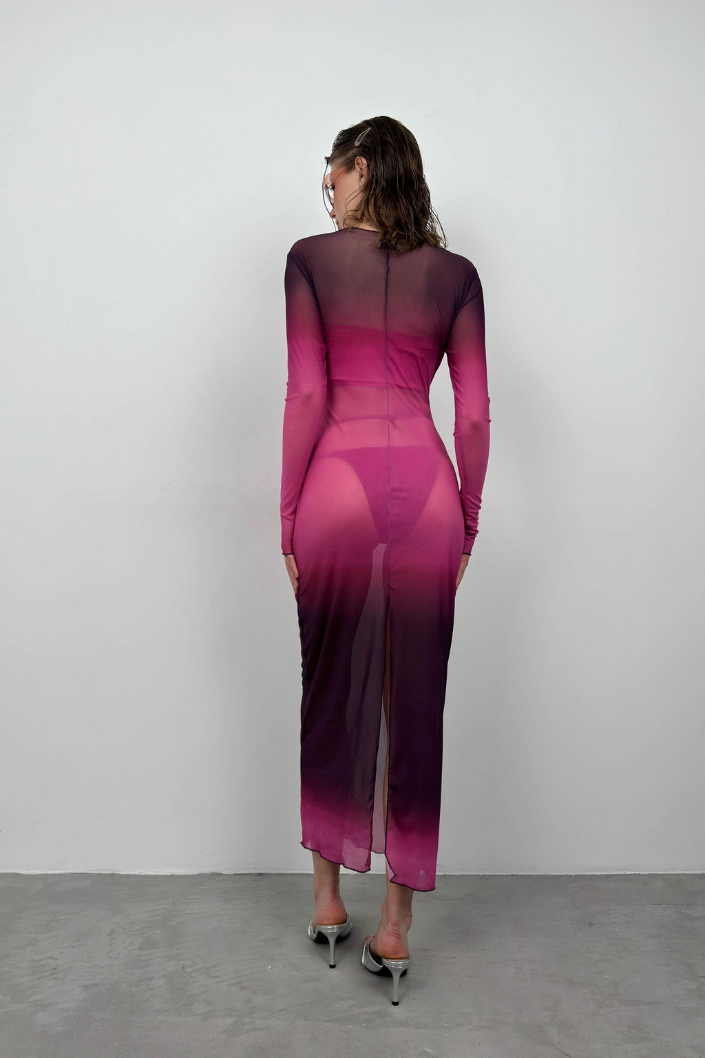 Printed Pink Maxi Length Dress