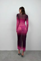 Printed Pink Maxi Length Dress