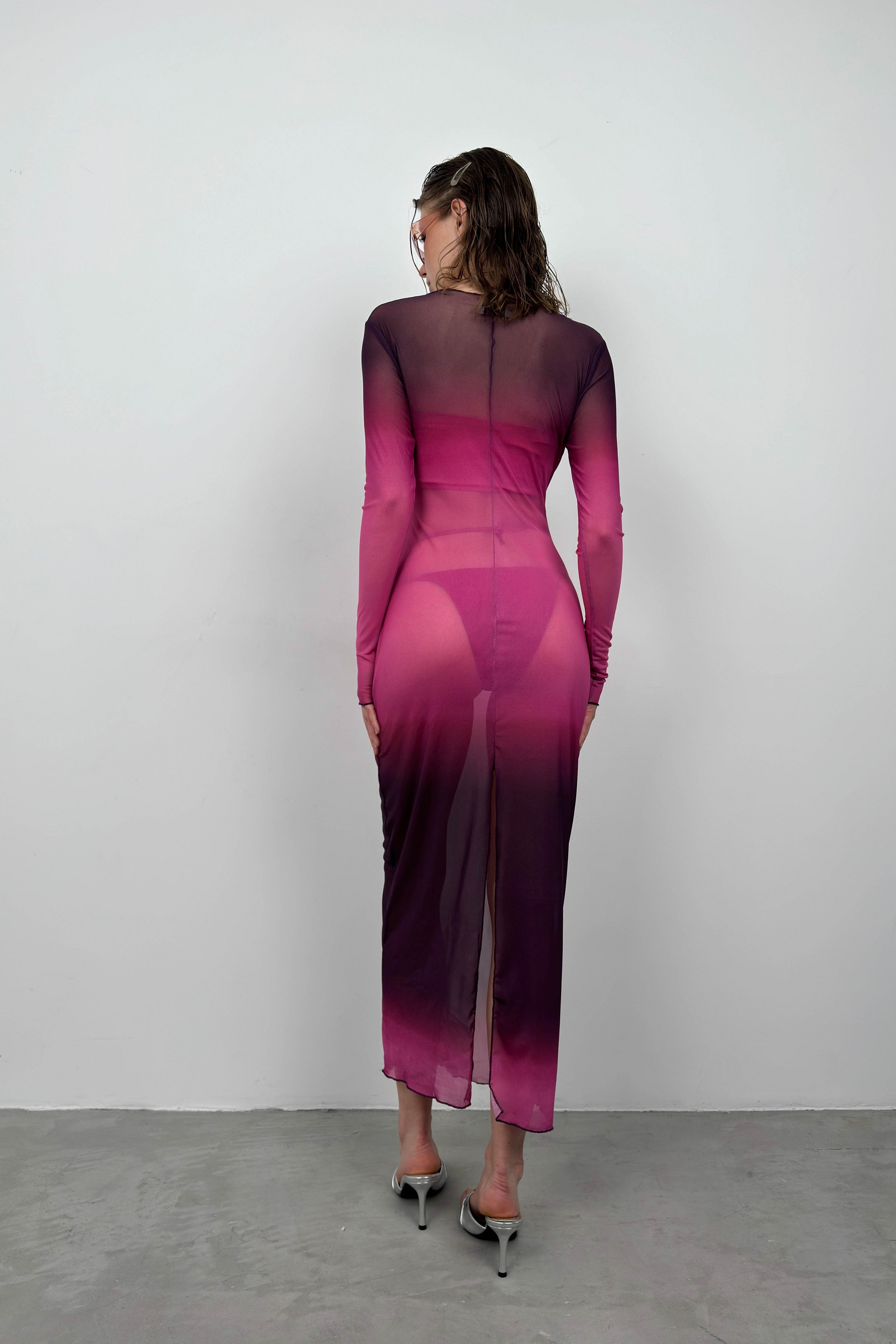 Printed Pink Maxi Length Dress